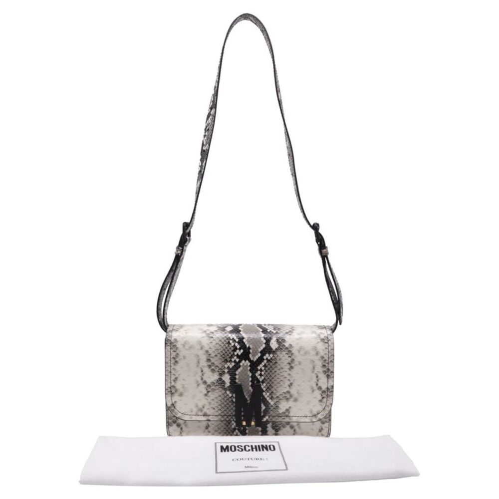 Moschino M-Logo Python-Print Shoulder Bag In Whit… - image 6